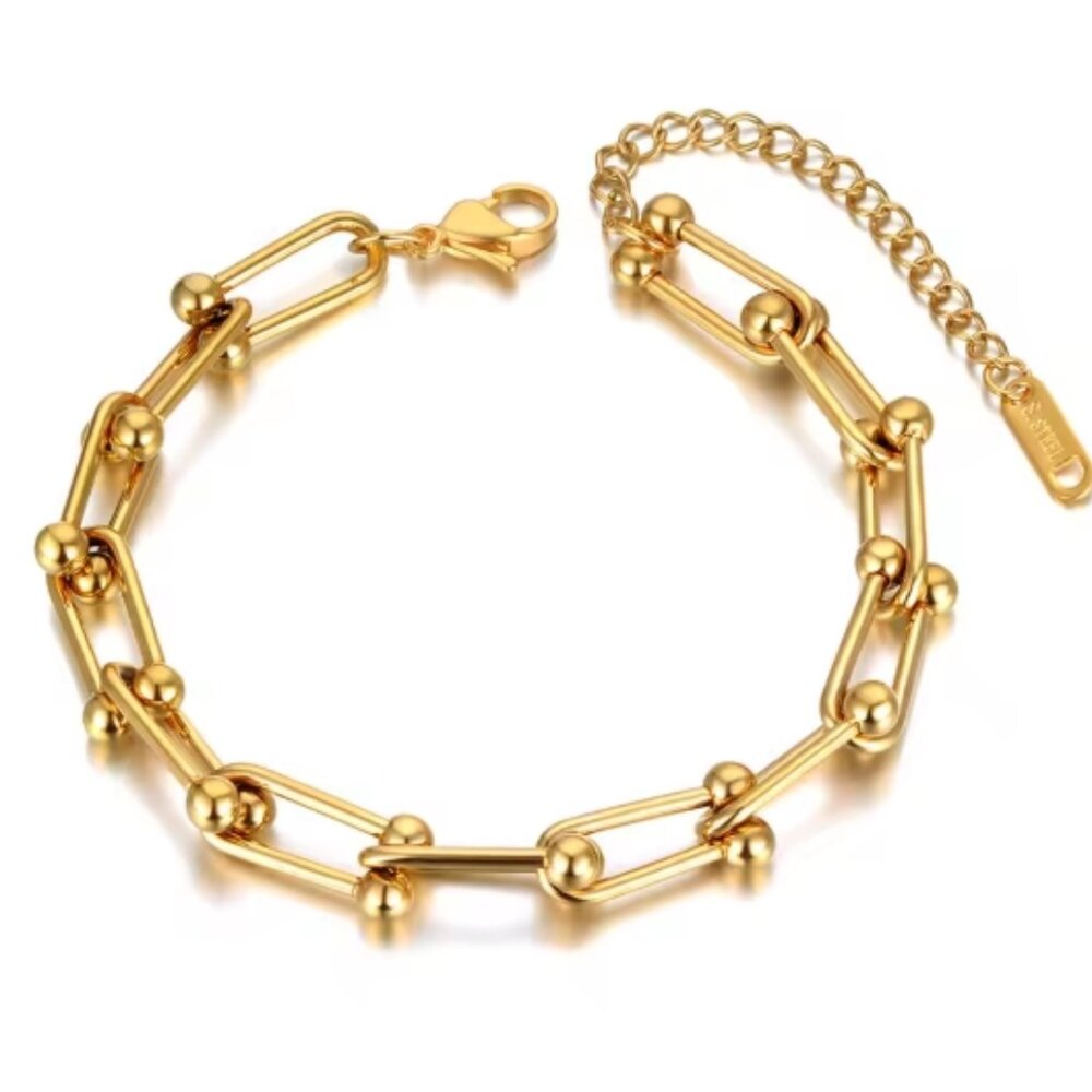 Gold Link Bracelet- 925 Silver